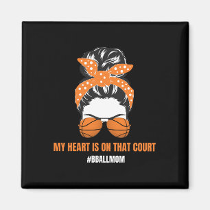 Basketball Mam Messy Bun Proud Mama Bball Basketba Magneet