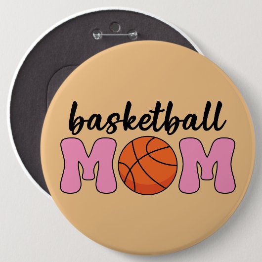 Basketball Mam Moederdag Ronde Button 6,0 Cm (Voorkant /achterkant)