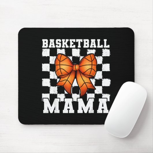 Basketball Mama Coquette Bow Game Day Funny Srts L Muismat (Met muis)