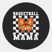 Basketball Mama Coquette Bow Game Day Funny Srts L Ronde Sticker (Voorkant)