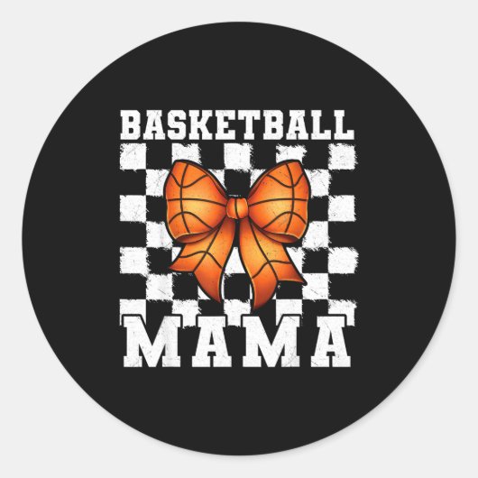 Basketball Mama Coquette Bow Game Day Funny Srts L Ronde Sticker (Voorkant)