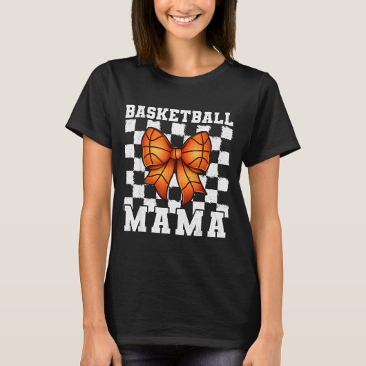 Basketball Mama Coquette Bow Game Day Funny Srts L T-shirt (Voorkant)