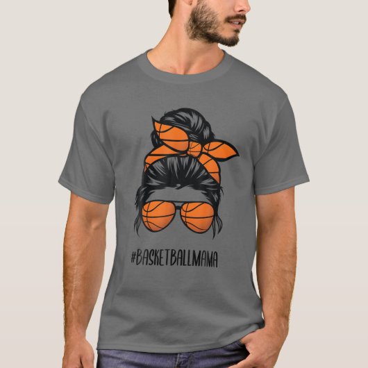 Basketball Mama Life Messy Bun Hair Glasses T-shirt (Voorkant)