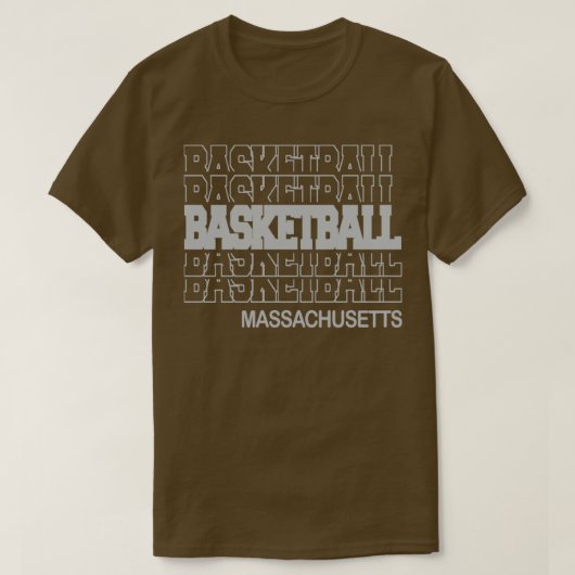 Basketball Massachusetts in Modern Stapelde Letter T-shirt (Design voorkant)