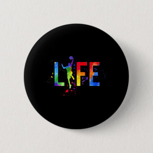 Basketball Mens Ball is Life Watercolor Basketball Ronde Button 5,7 Cm