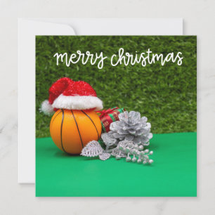 Basketball Merry Kerstmis met Santa Claus Pet Kaart