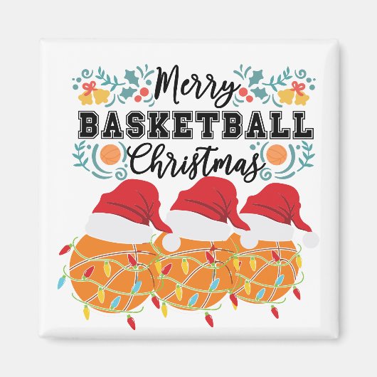 Basketball Merry Kerstmis met Speler van de Ball Magneet (Voorkant)