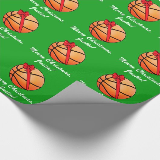 Basketball Merry kerstnaam Cadeaupapier (Hoek)
