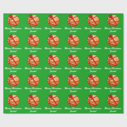 Basketball Merry kerstnaam  Cadeaupapier (Vlak)