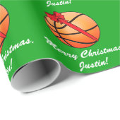 Basketball Merry kerstnaam  Cadeaupapier (Rol Hoek)