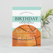 Basketball met een waarde op jaardag Sage Invite Kaart (Staand voorkant)