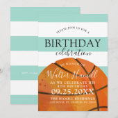 Basketball met een waarde op jaardag Sage Invite Kaart (Voorkant / Achterkant)