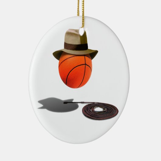 Basketball met Fedora en heup Keramisch Ornament (Rechts)