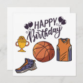 Basketball met Happy Birthday op witte achtergrond (Voorkant / Achterkant)