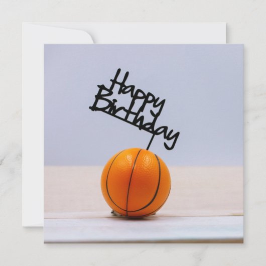 Basketball met Happy Birthday op witte achtergrond (Voorkant)