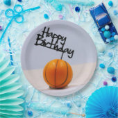 Basketball met Happy Birthday op witte achtergrond Papieren Bordje (Feest)