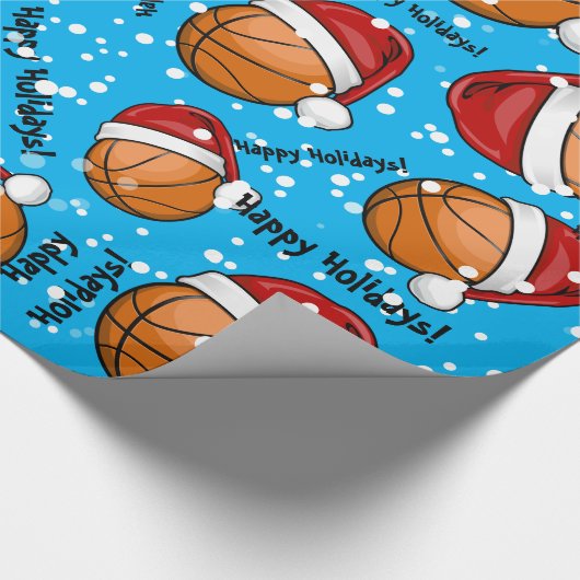Basketball met kerstmis als kerstmis cadeaupapier (Hoek)