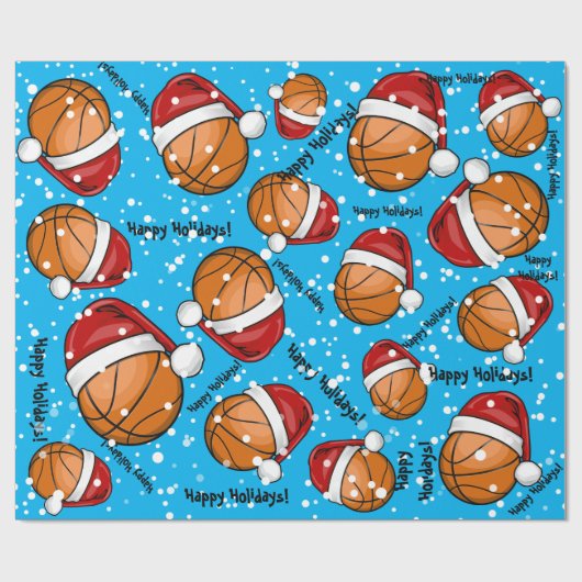 Basketball met kerstmis als kerstmis cadeaupapier (Vlak)