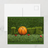 Basketball met liefdesrood hart is mijn valentijn briefkaart (Voorkant / Achterkant)