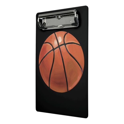 Basketball met persoonlijke naam en nummer mini klembord (Angled2)