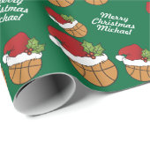 Basketball met Santa Hat Cadeaupapier (Rol Hoek)