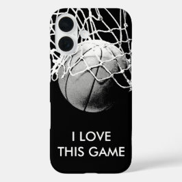 Basketball met zwarte en witte liefde iPhone 16 hoesje