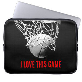 Basketball met zwarte en witte liefde laptop sleeve