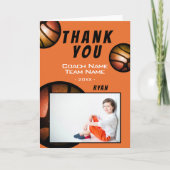 Basketball Metallic Foto Hartelijk dank Bedankkaart (Voorkant)