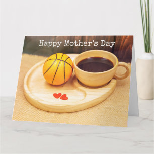Basketball Moederdag met kop koffie voor moeder Kaart