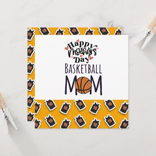 Basketball-Moederdag voor moeder Kaart (Voorkant / Achterkant in situ)