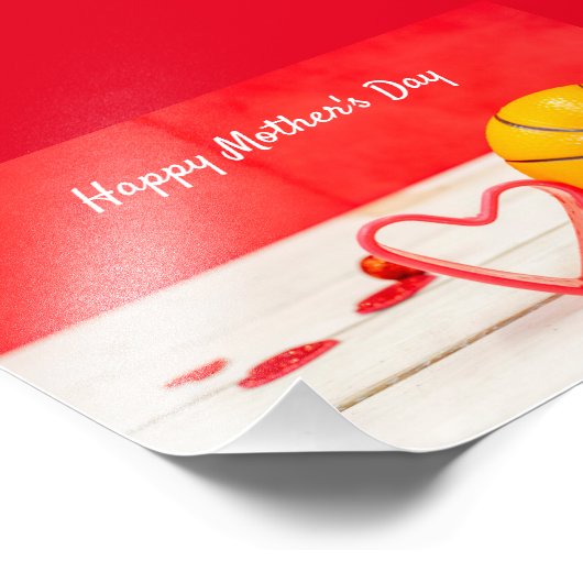 Basketball Moederdag voor moeder met liefde rood h Foto Afdruk (Hoek)