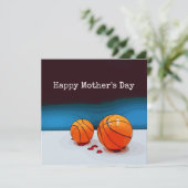 Basketball Moederdag voor moeder met liefde rood h Kaart (Staand voorkant)