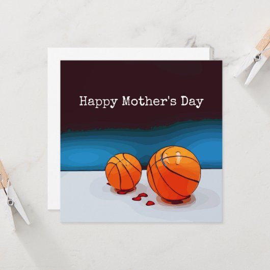 Basketball Moederdag voor moeder met liefde rood h Kaart (Voorkant / Achterkant in situ)