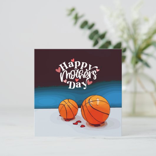 Basketball Moederdag voor moeder met liefde rood h Kaart (Staand voorkant)