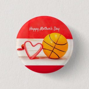 Basketball Moederdag voor moeder met liefde rood h Ronde Button 3,2 Cm