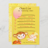 Basketball Monkey Birthday Kaart (Voorkant / Achterkant)