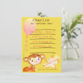 Basketball Monkey Birthday Kaart (Staand voorkant)