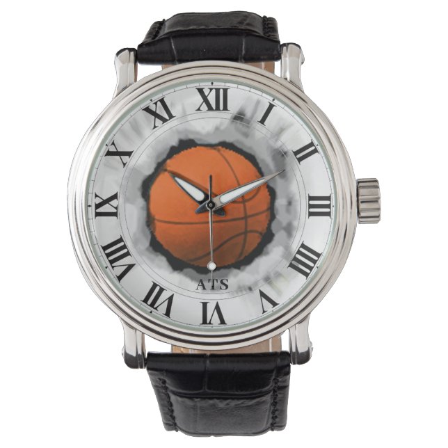 Basketball Monogrammed Horloge (Voorkant)