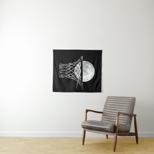Basketball Moon Wandkleed (In Situ (horizontaal))