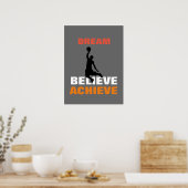 Basketball Motivatie dromen geloven bereiken Poster (Keuken)