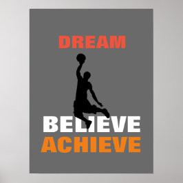 Basketball Motivatie dromen geloven bereiken Poster