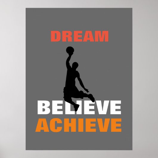 Basketball Motivatie dromen geloven bereiken Poster (Voorkant)