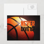 Basketball motivatie - nooit opgeven door verhaler briefkaart (Voorkant / Achterkant)