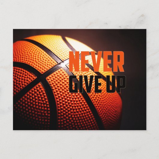 Basketball motivatie - nooit opgeven door verhaler briefkaart (Voorkant)