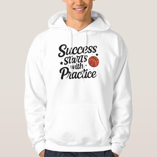 Basketball Motivation Success Practice Quote Hoodie (Voorkant)
