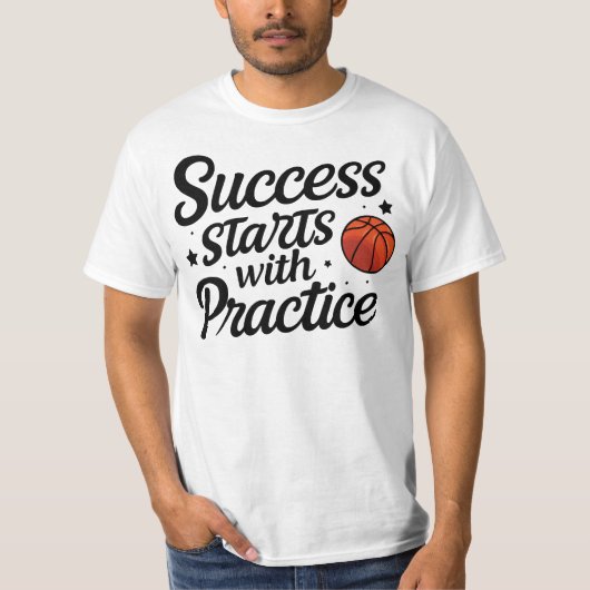 Basketball Motivation Success Practice Quote T-shirt (Voorkant)