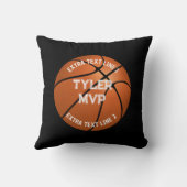 Basketball, Naam kind MVP/Number, 2 lijnen zwart Kussen (Achterkant)