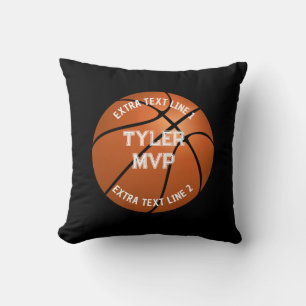 Basketball, Naam kind MVP/Number, 2 lijnen zwart Kussen
