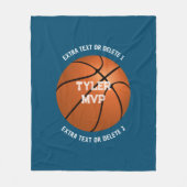 Basketball, naam, MVP/Number, 2 tekstregels Dk Blu Fleece Deken (Voorkant)