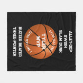 Basketball, naam, MVP/Number, 7 lijnen, zwart v2 Fleece Deken (Voorkant (Horizontaal))